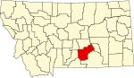 Map of Montana highlighting Yellowstone County